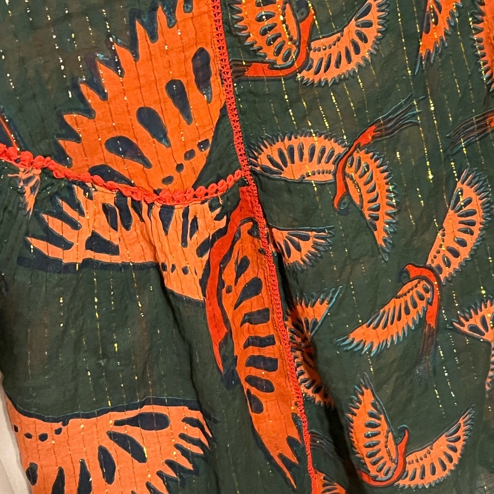 SOLD**** Rachel Zoe L  Phoenix bird novelty print top Bell balloon sleeves - Picture 8 of 16